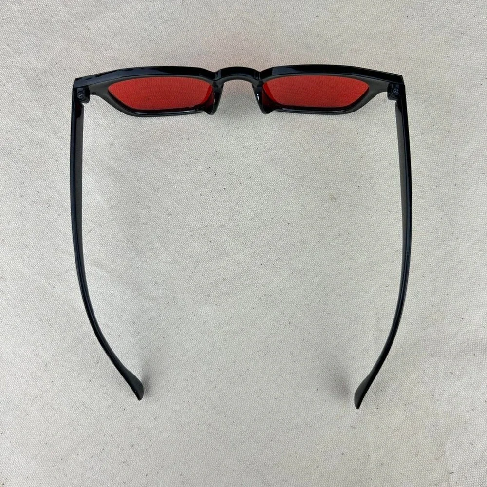Vintage unique retro style black rounded square sunglasses cyber grunge techno